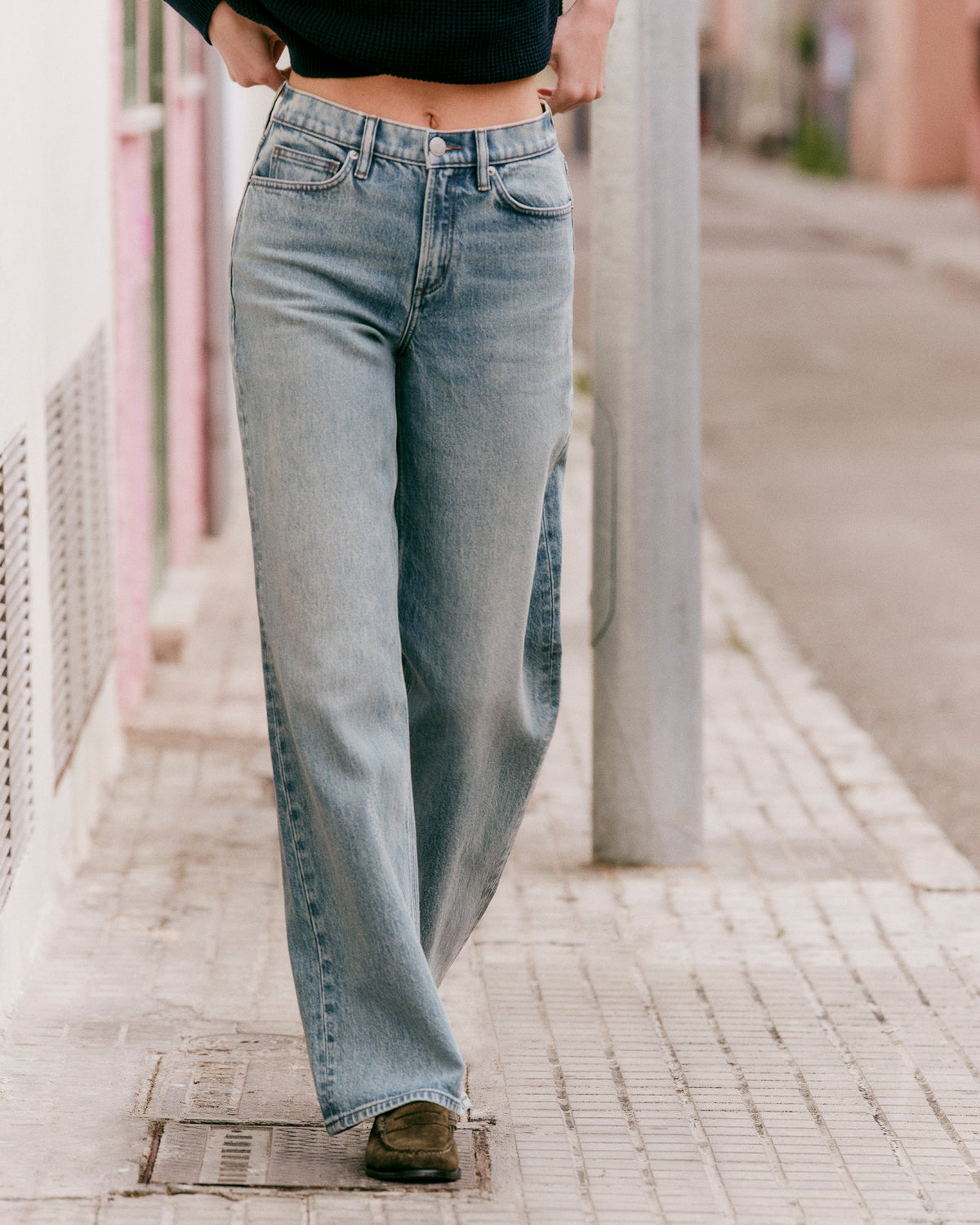 Womens Vuori Vintage Wideleg Jean | Light Wash Indigo Denim