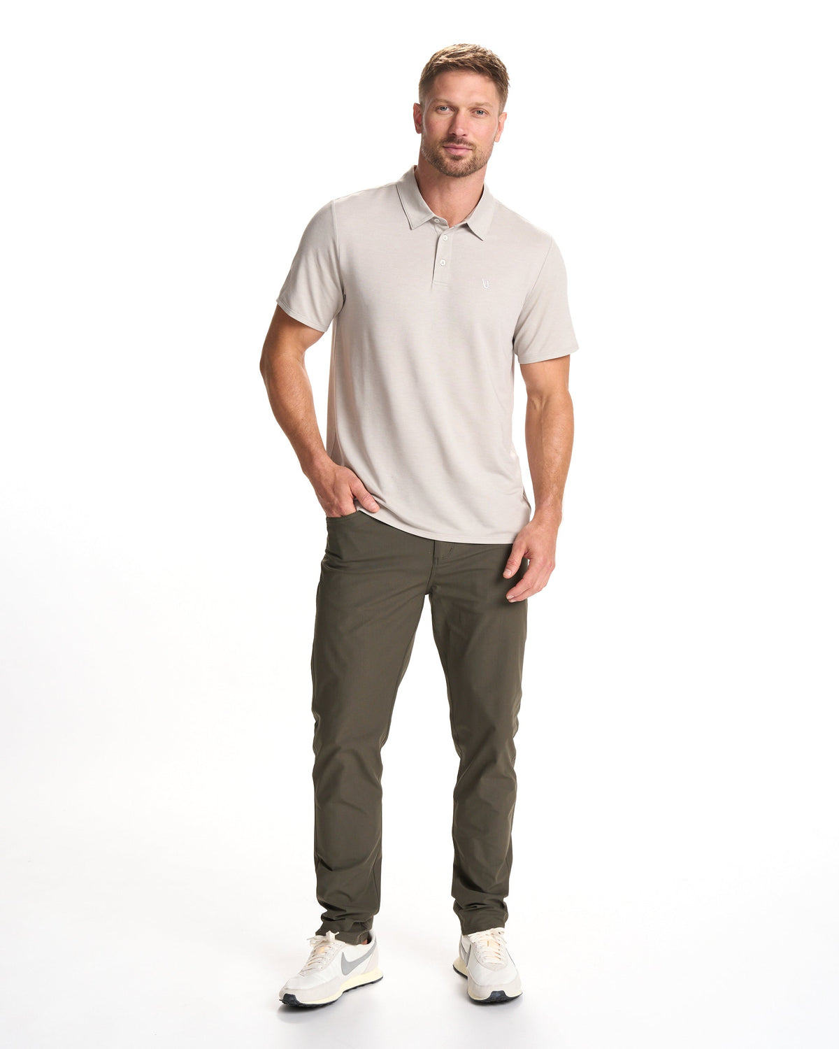Knit Twill Polo | Beachsand Heather