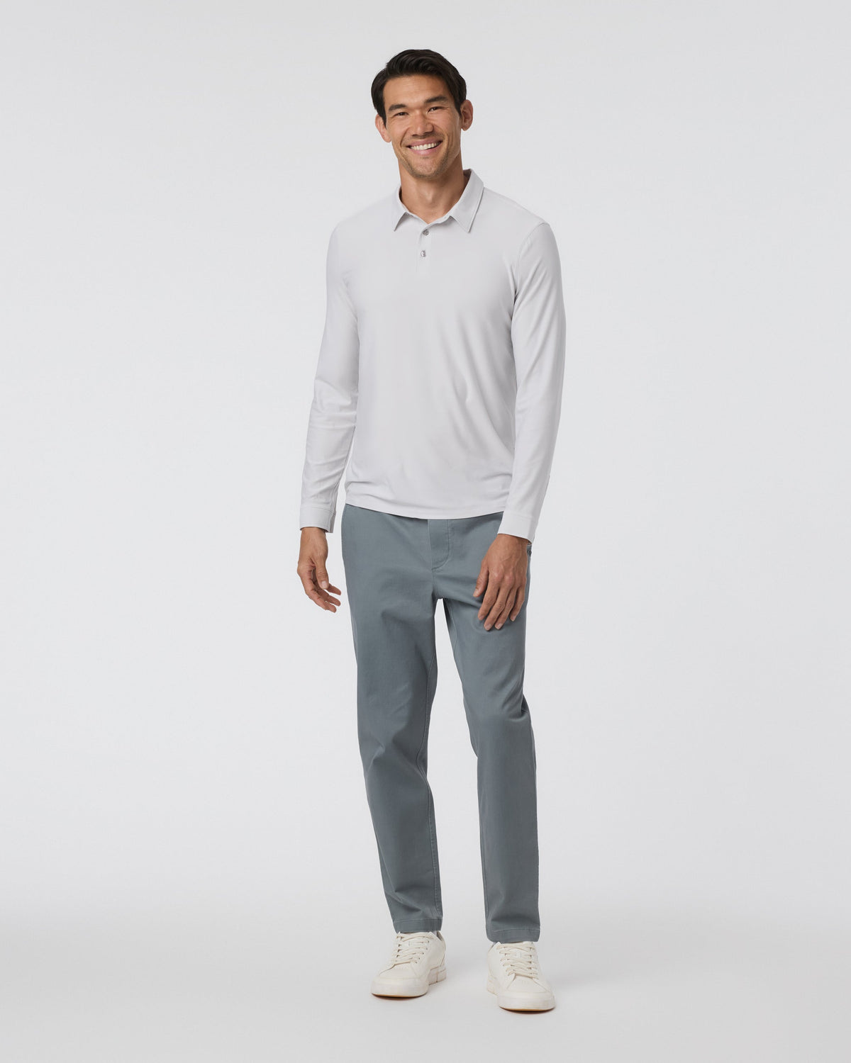 Long Sleeve Strato Tech Polo | Frost Grey Heather
