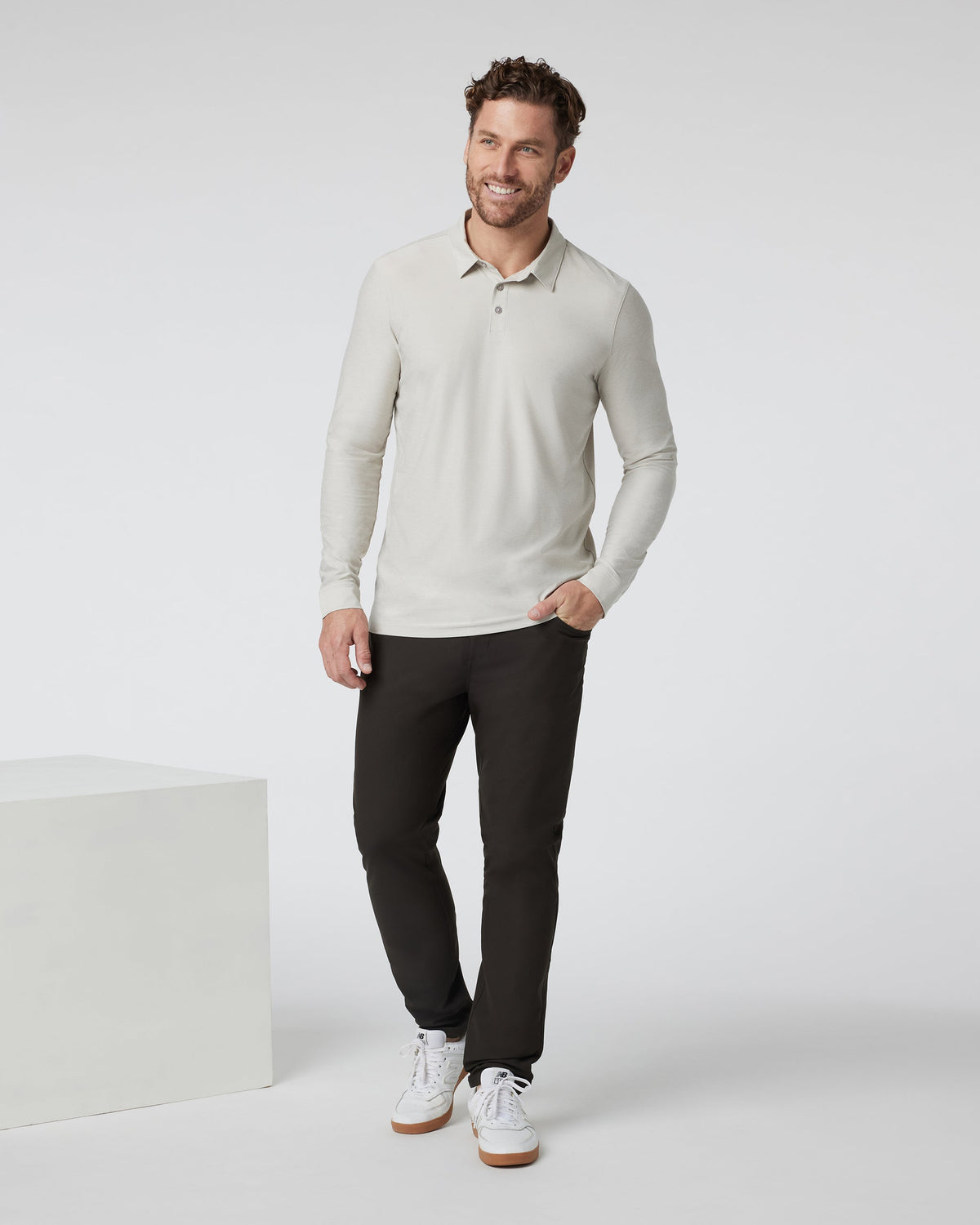 Long Sleeve Strato Tech Polo | Salt Heather