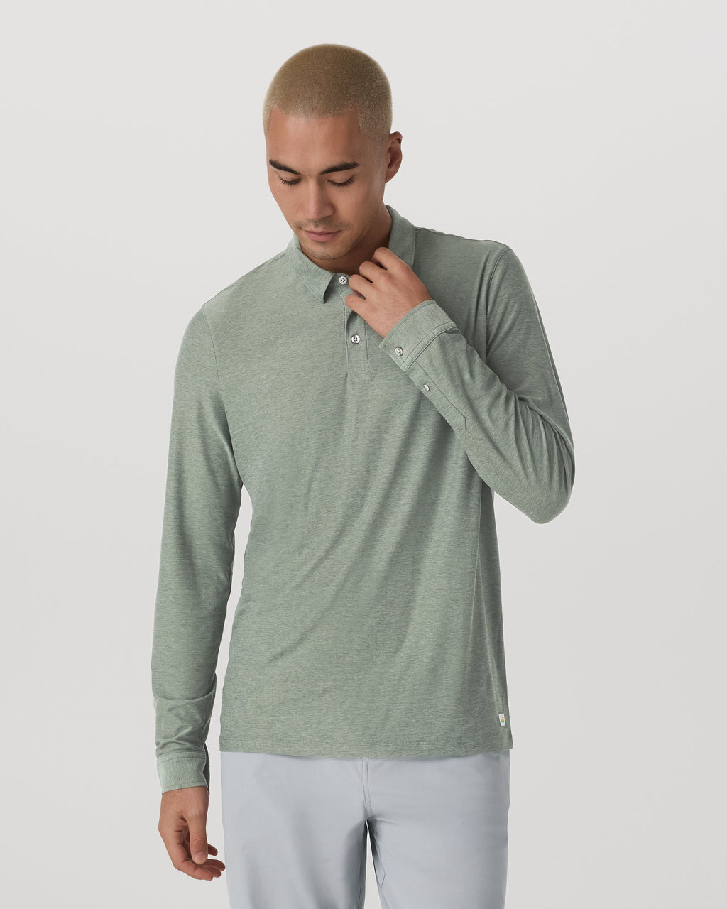 Long Sleeve Strato Tech Polo | Thyme Heather