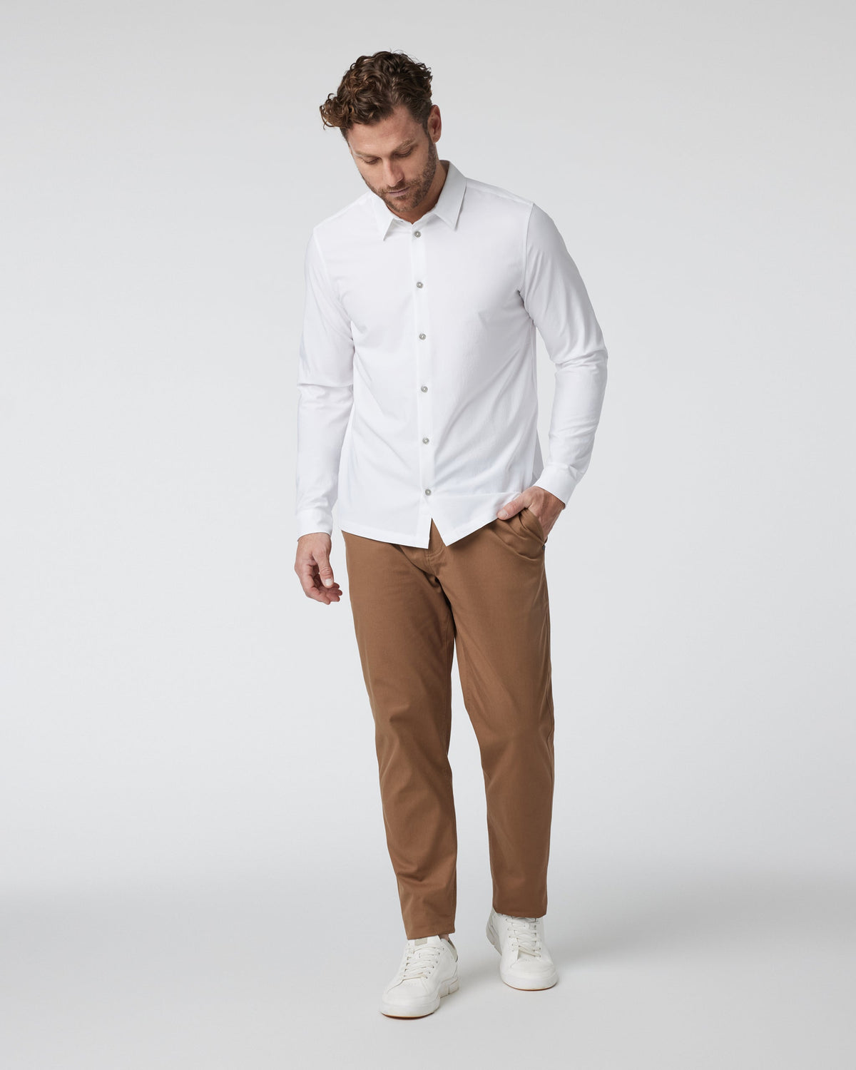 Long Sleeve Manhattan Button Down | White