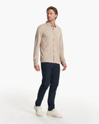 Long Sleeve Knit Twill Button Down | Camel Heather