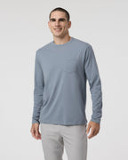 Long Sleeve Mens Feather Tee | Dusty Blue