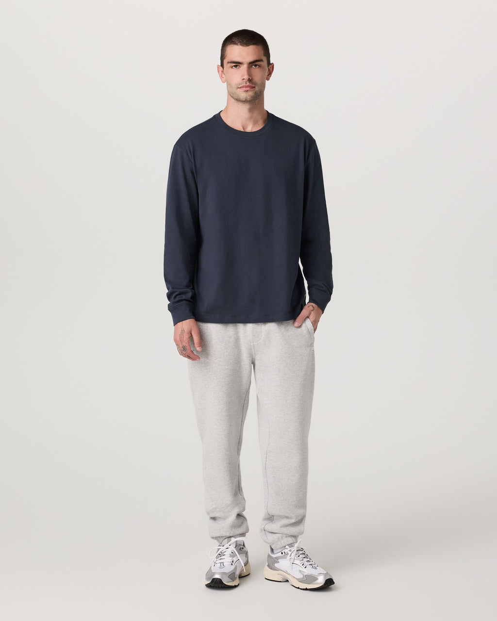 Long Sleeve Vuori Heavyweight Cotton Tee - Relaxed Fit | Navy