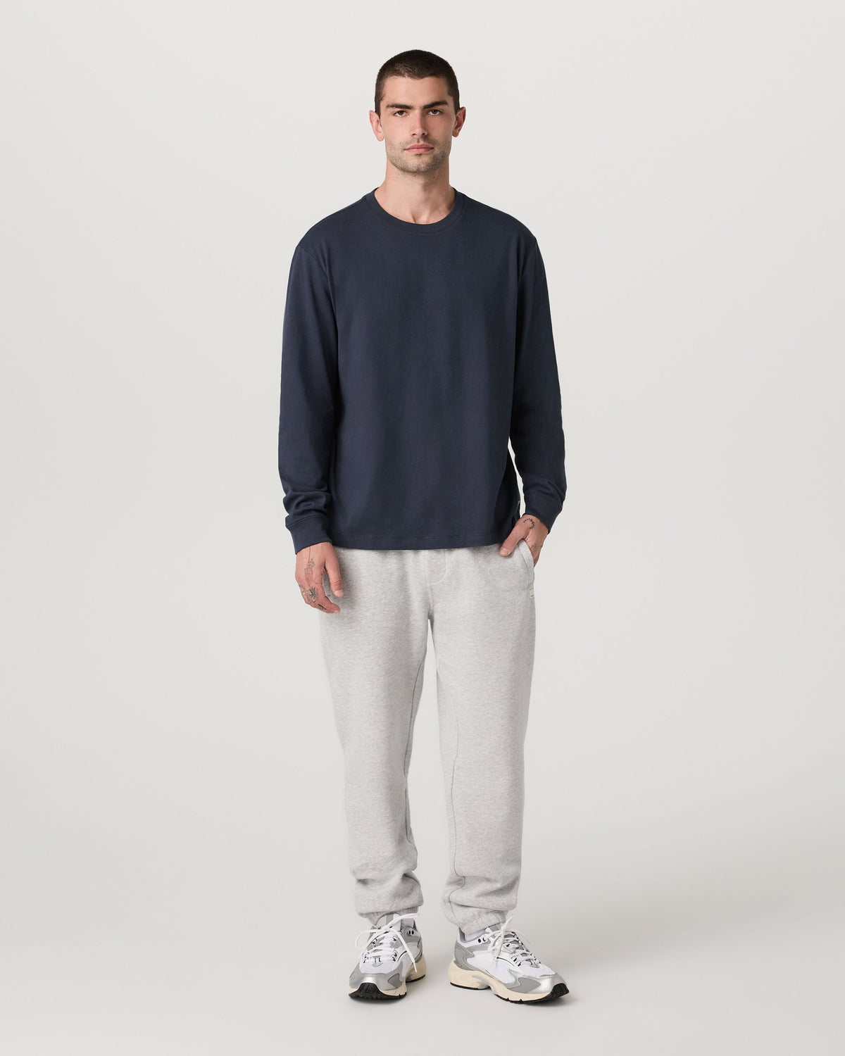 Long Sleeve Vuori Heavyweight Cotton Tee - Relaxed Fit | Navy