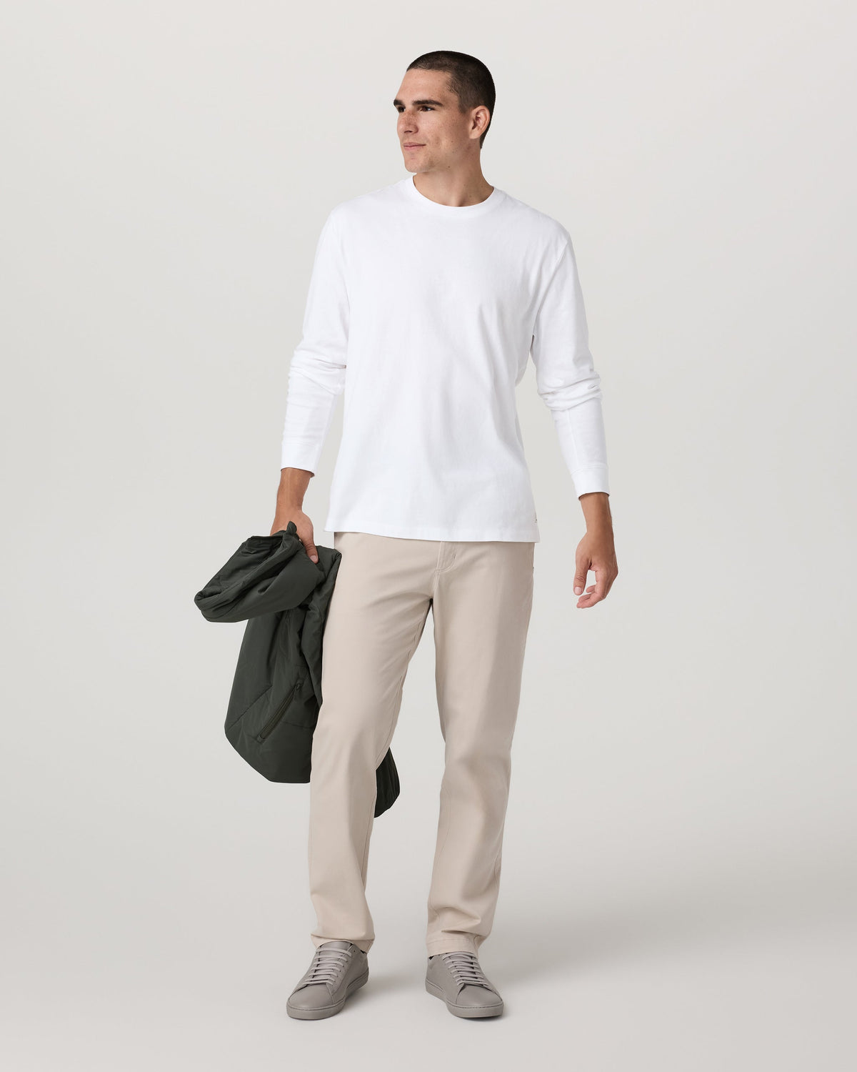 Long Sleeve Vuori Heavyweight Cotton Tee - Relaxed Fit | White