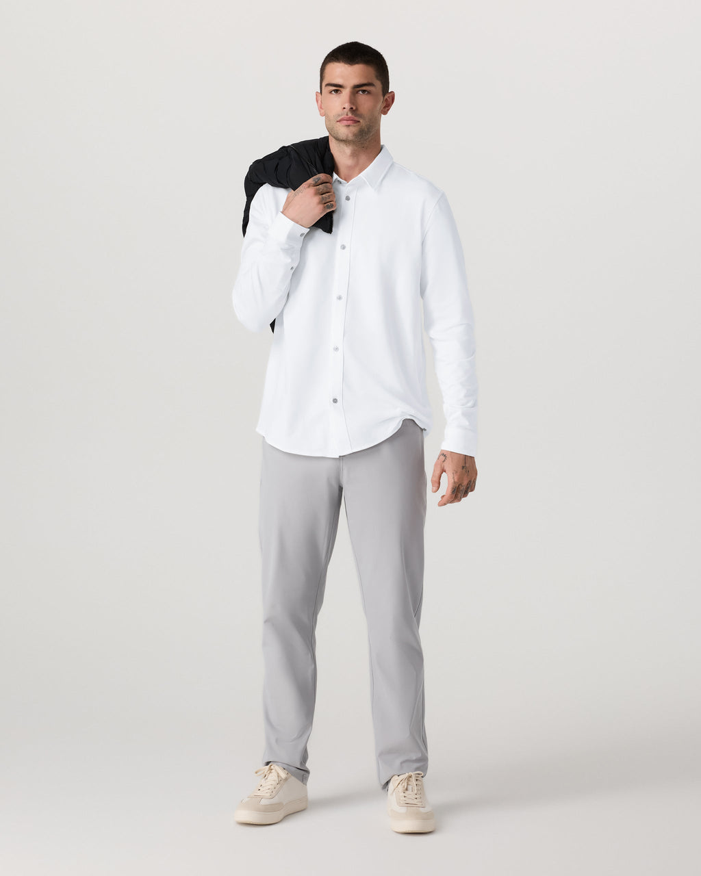 Long Sleeve Knit Oxford Button Down - Classic Fit | White