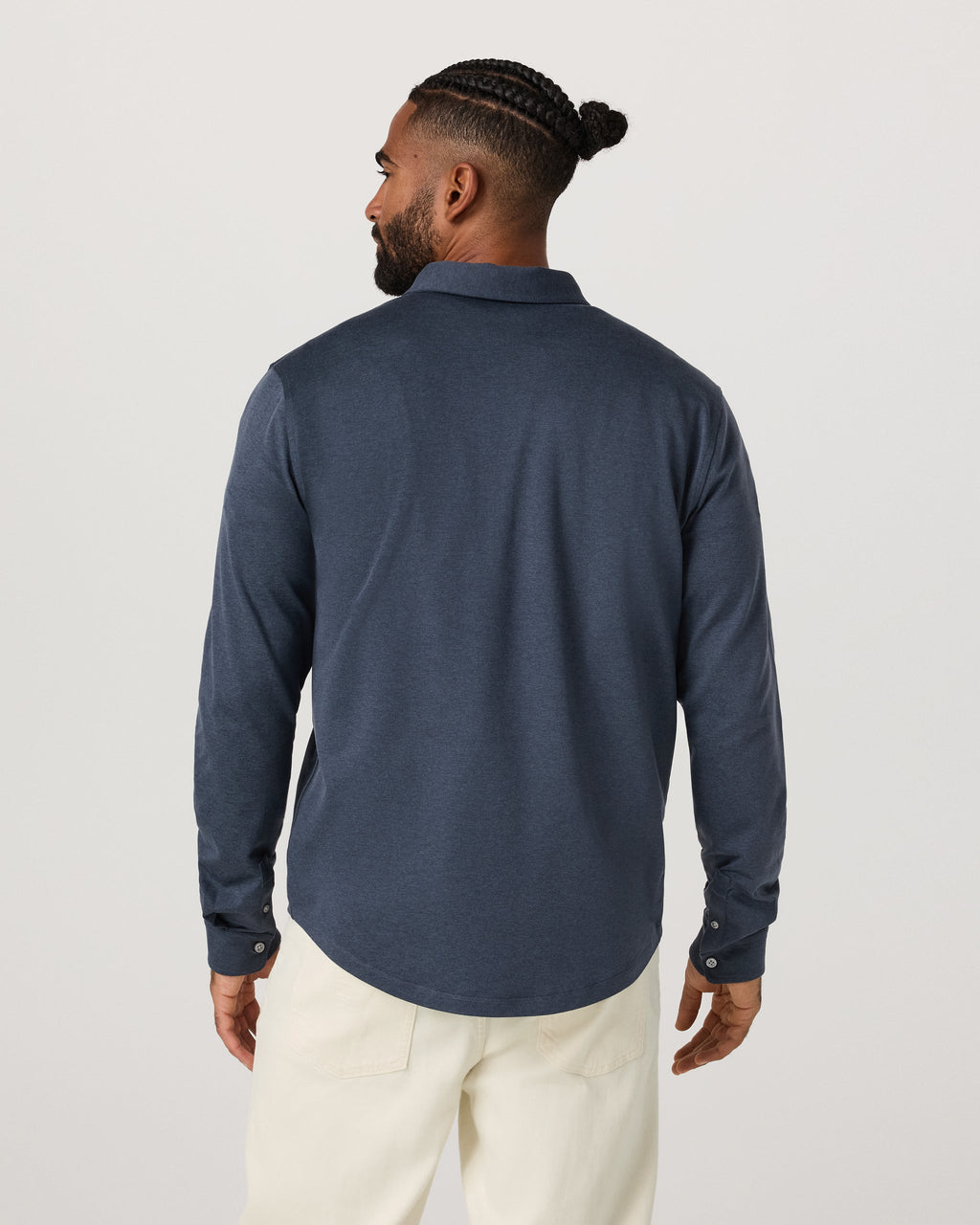 Long Sleeve Ponto Button Down Shirt | Azure Heather