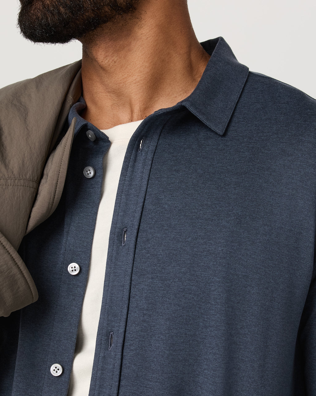 Long Sleeve Ponto Button Down Shirt | Azure Heather