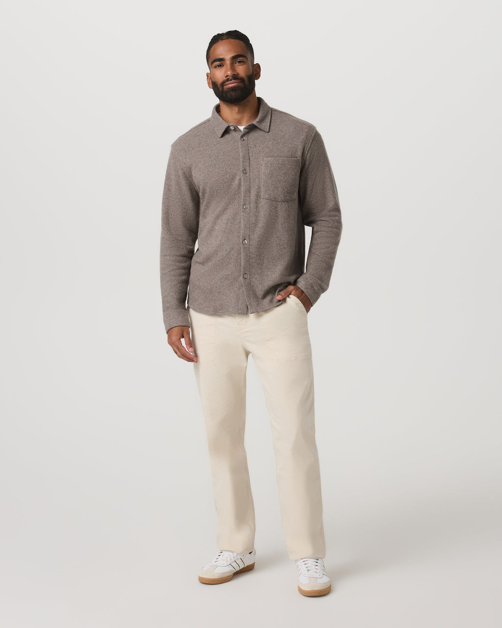 Long Sleeve Altitude Wool Button Down - Relaxed Fit | Phantom Grey