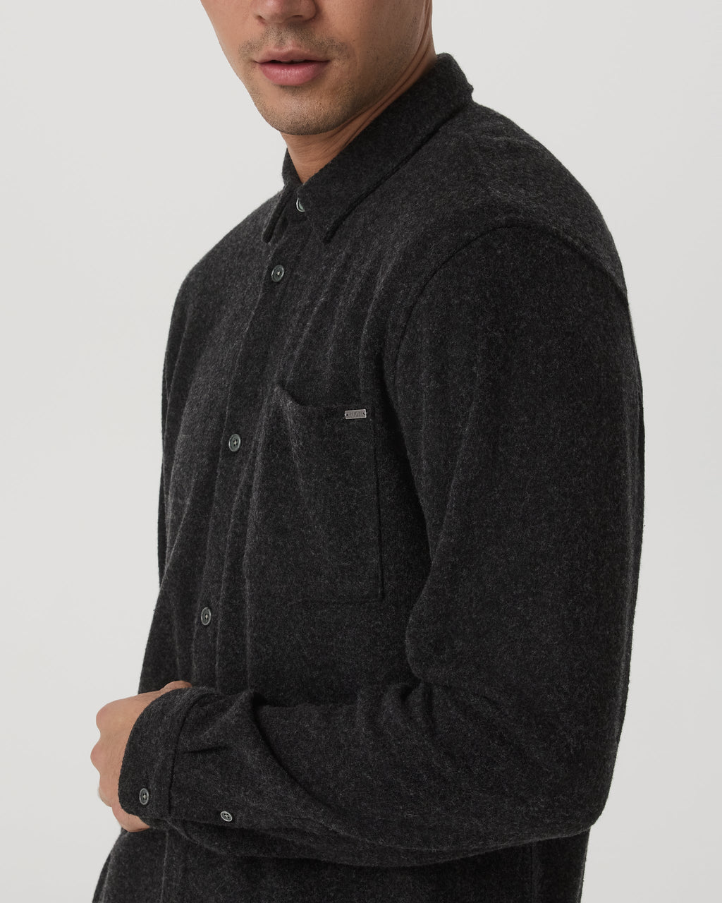 Long Sleeve Altitude Wool Button Down - Relaxed Fit | Volcanic Ash