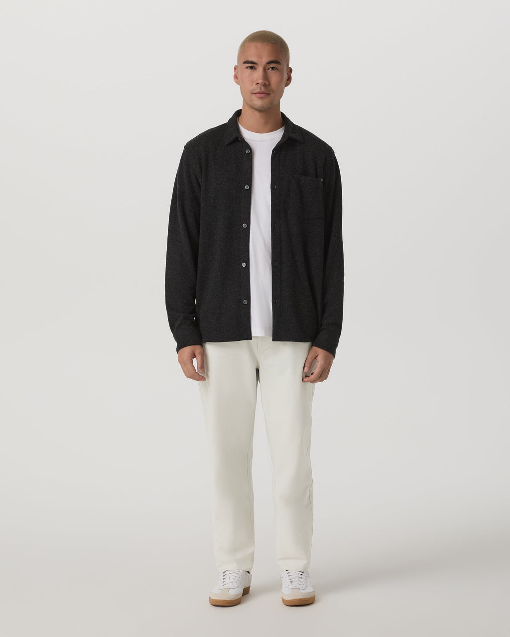Long Sleeve Altitude Wool Button Down - Relaxed Fit | Volcanic Ash