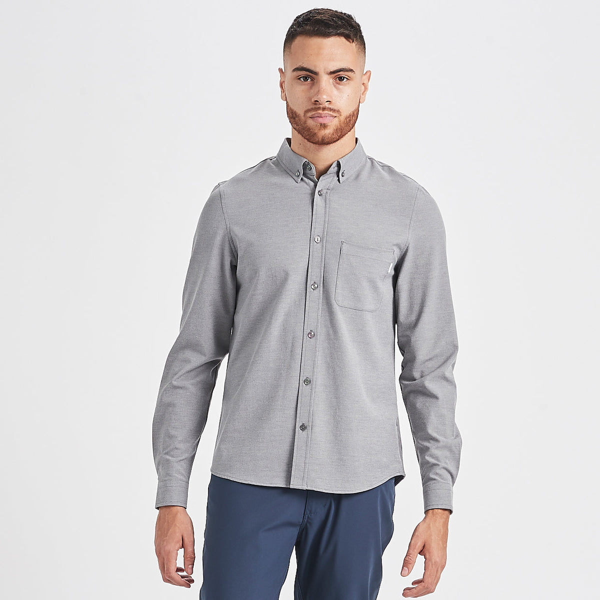 Bishop Long-Sleeve Button-Down | Light Grey