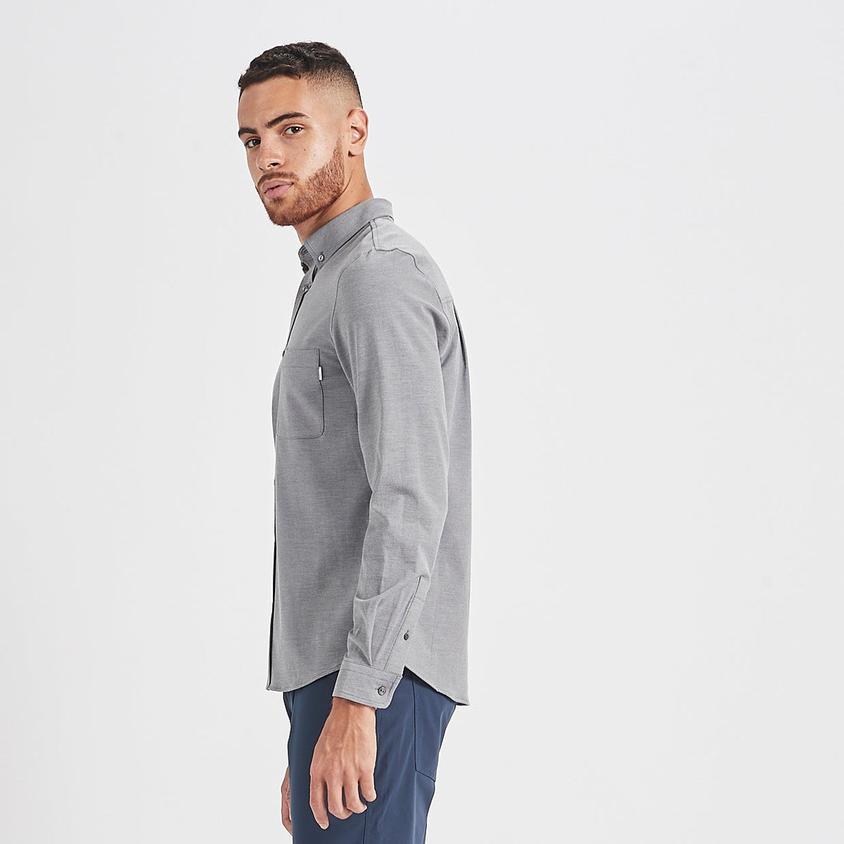 Bishop Long-Sleeve Button-Down | Light Grey