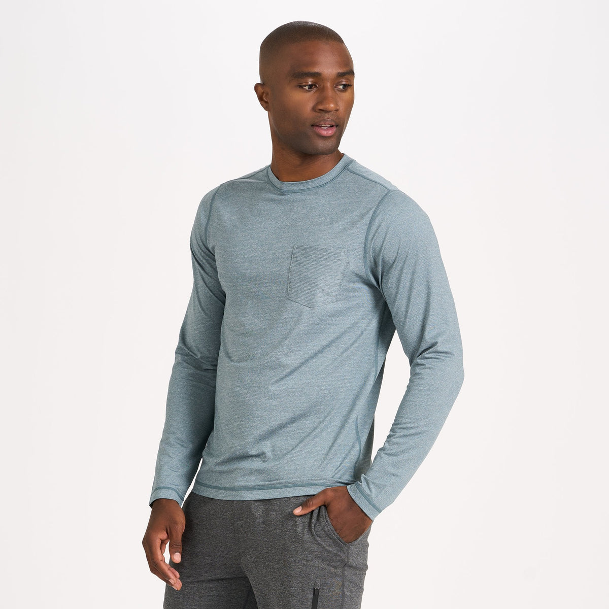 Long-Sleeve Tradewind Performance Tee | Steel Blue Heather
