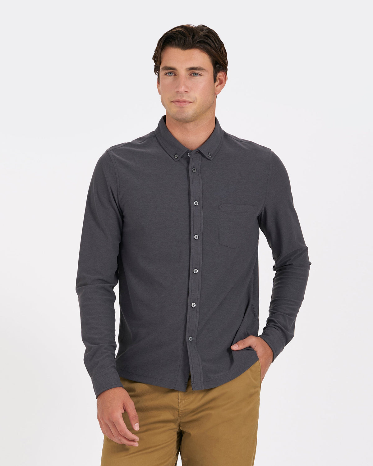 Long Sleeve Ace Button-Down | Charcoal
