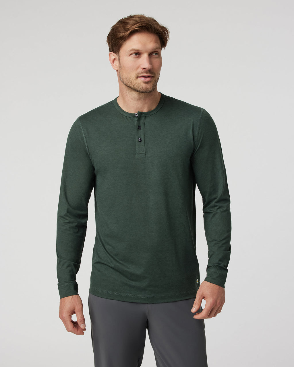 Long-Sleeve Ease Performance Henley | Aspen Heather