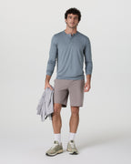 Long Sleeve Ease Performance Henley | Dusty Blue Heather