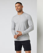 Long-Sleeve Ease Performance Henley | Light Heather Grey