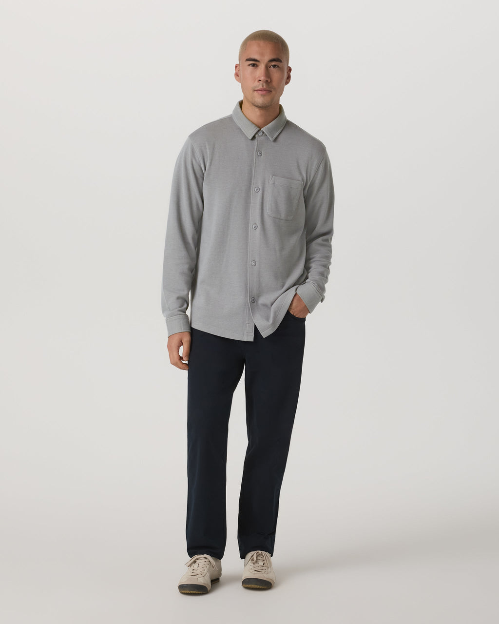 Long Sleeve Jeffreys Button Down Overshirt | Grey