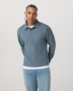 Long Sleeve Waffle Polo | Abyss