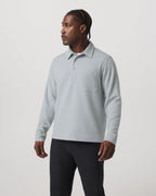 Long Sleeve Waffle Polo | Sea Fog