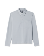 Long Sleeve Waffle Polo | Sea Fog