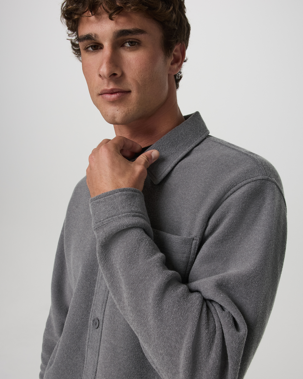 Beach Fleece Shirt Jacket | Pinecone Heather