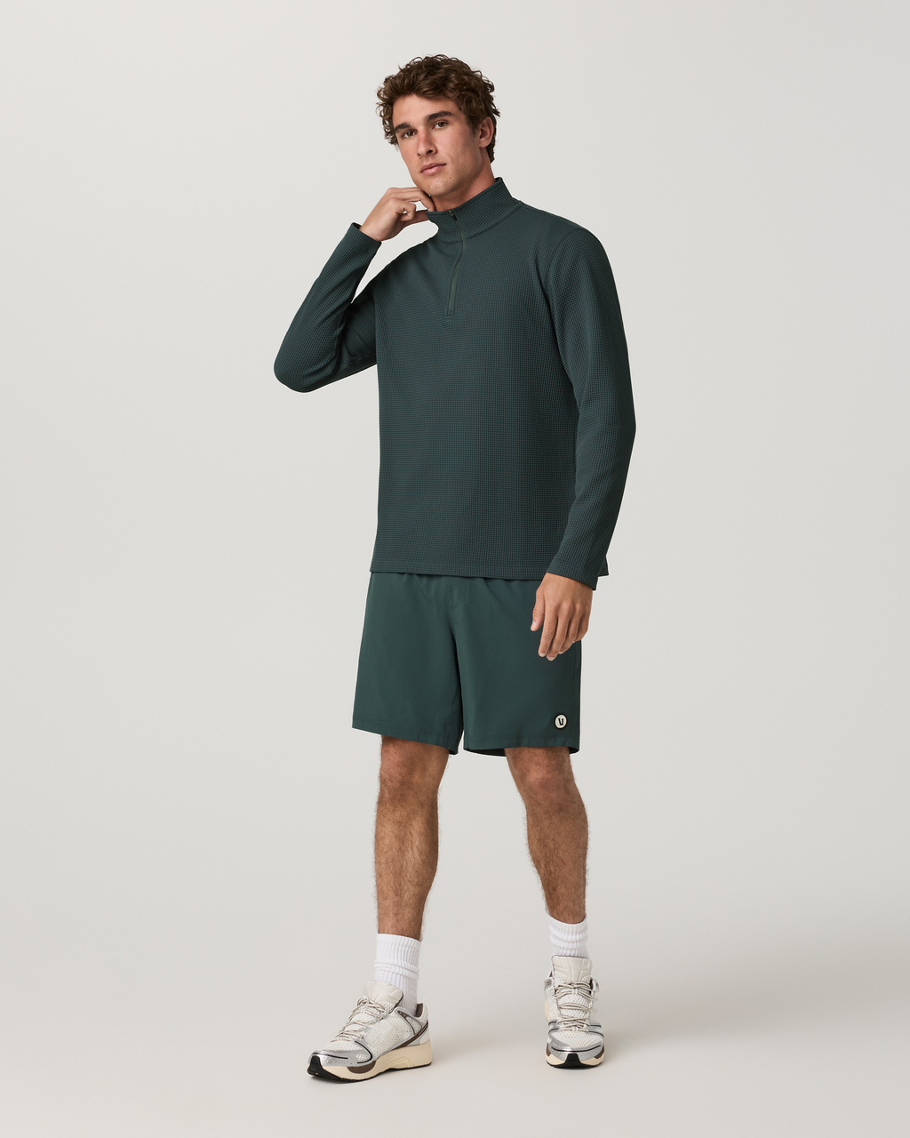 Lightweight Tech Waffle Quarter Zip | Hemlock