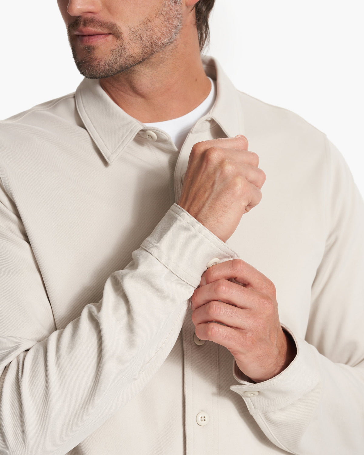 Long Sleeve Solana Button Down | Bone