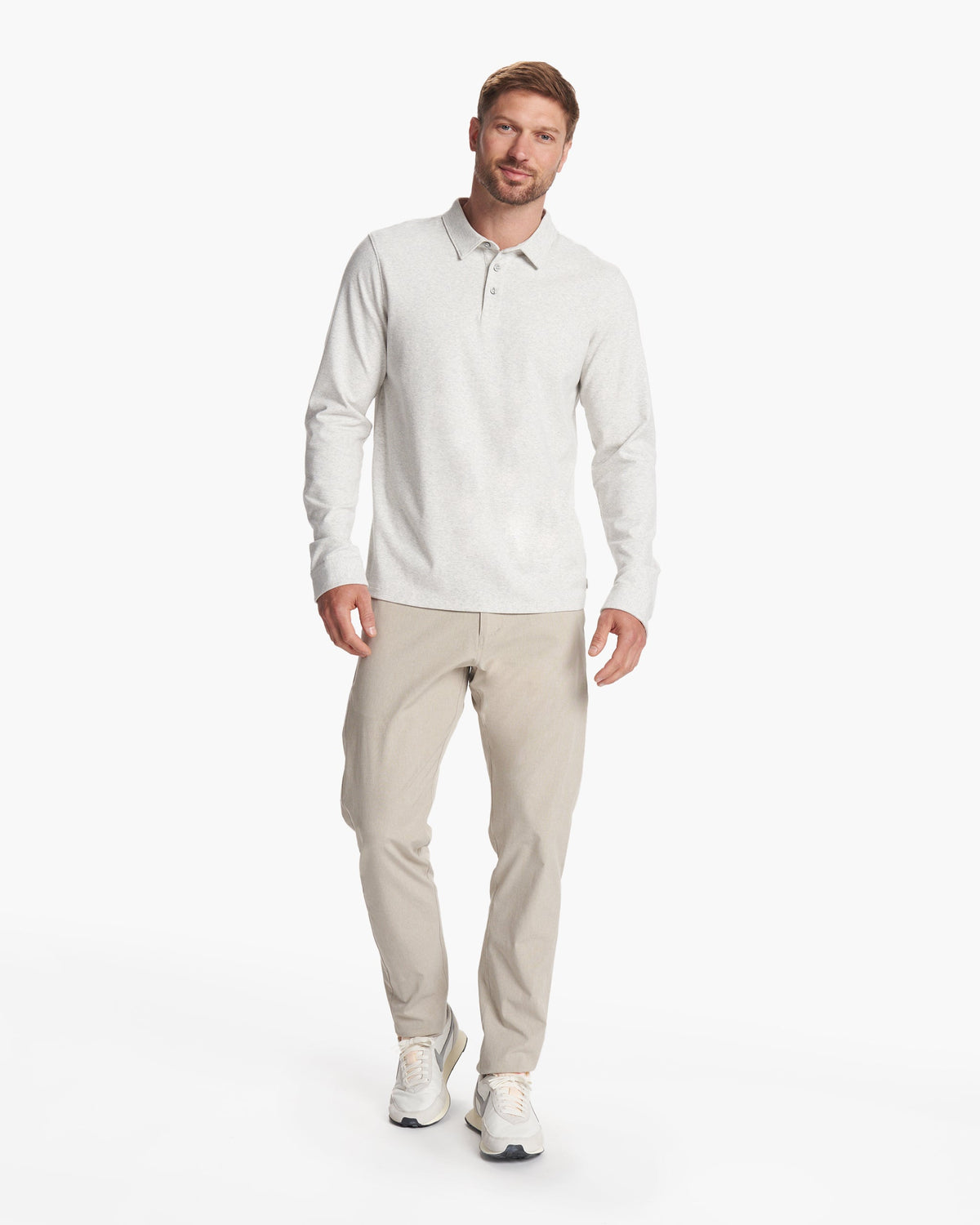 Long Sleeve Westport Polo | Oatmeal Heather