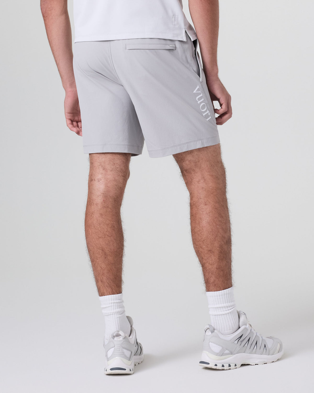 Crosscourt Short Unlined 7 | Amethyst Grey Logo Graphic