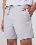 Crosscourt Short Unlined 7 | Amethyst Grey Logo Graphic