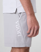 Crosscourt Short Unlined 7 | Amethyst Grey Logo Graphic