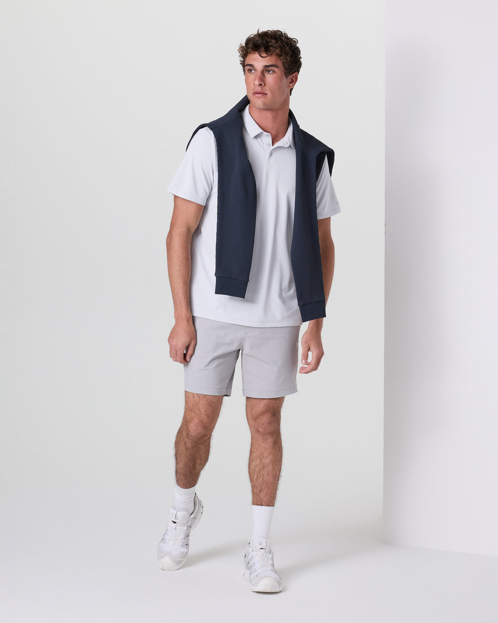 Crosscourt Short Unlined 7 | Amethyst Grey Logo Graphic