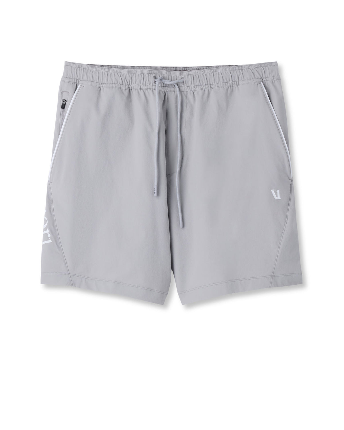 Crosscourt Short Unlined 7 | Amethyst Grey Logo Graphic