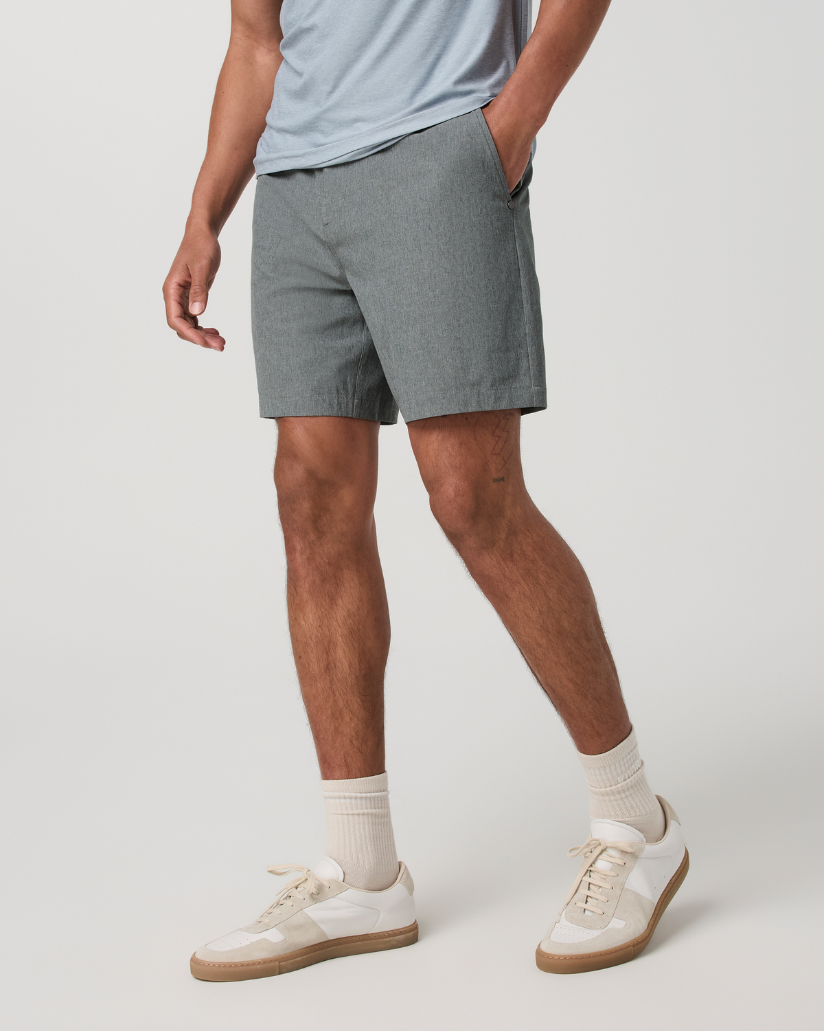 Aim Elastic Waist Short 7 | Concrete Linen Texture