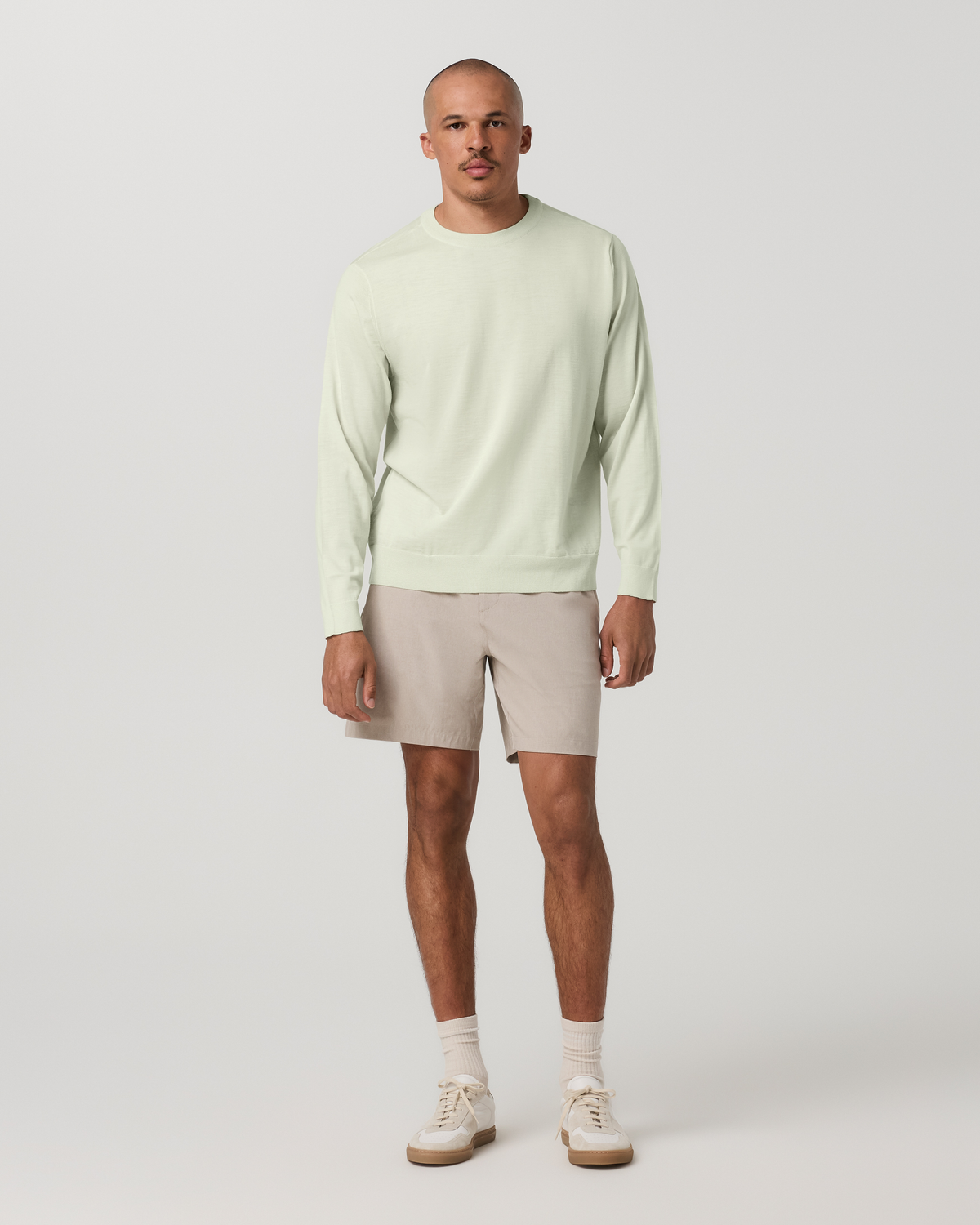 Aim Elastic Waist Short 7 | Khaki Linen Texture
