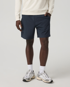 Aim Elastic Waist Short 7 | Navy Linen Texture