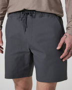Cascade Crinkle Elastic Waist Short 8 | Charcoal