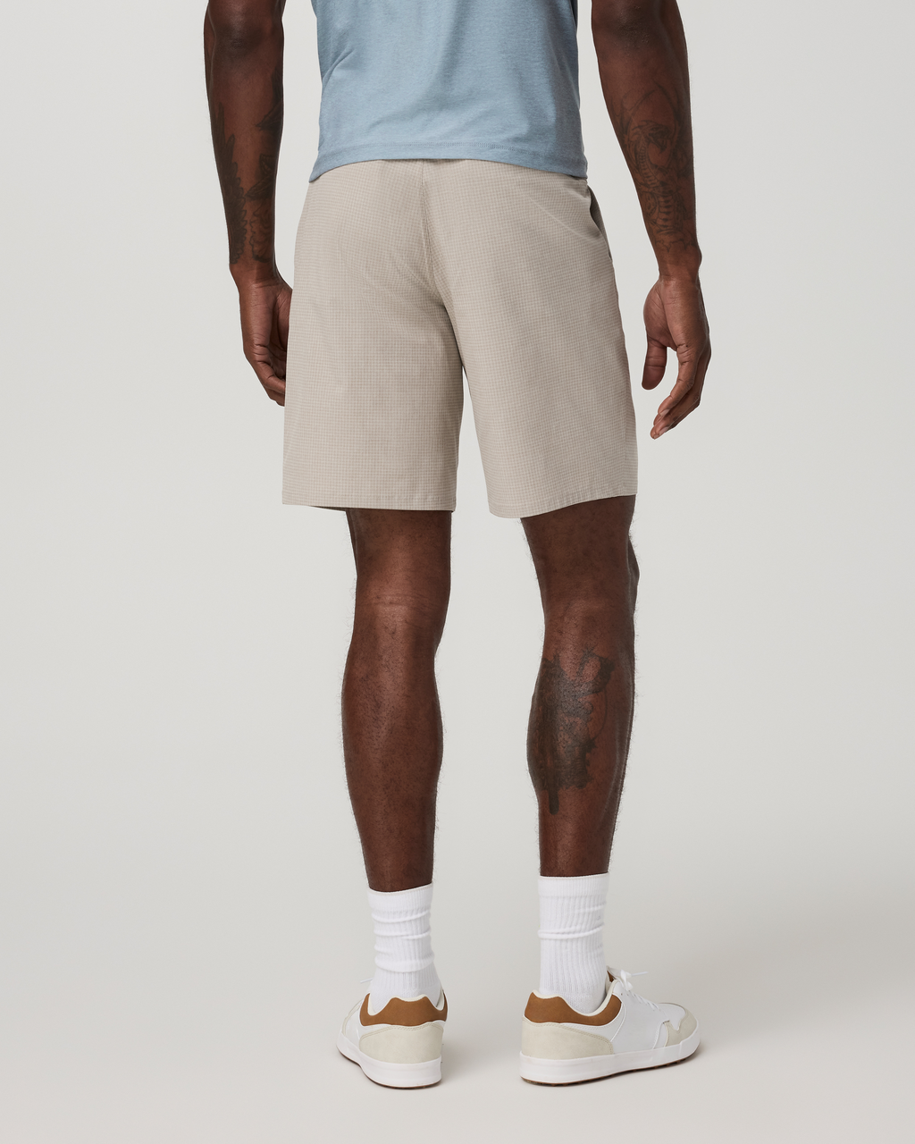 Aim Short 8 | Khaki Houndstooth Linen Texture