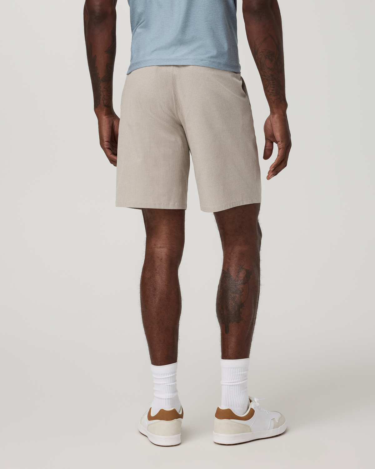 Aim Short 8 | Khaki Houndstooth Linen Texture