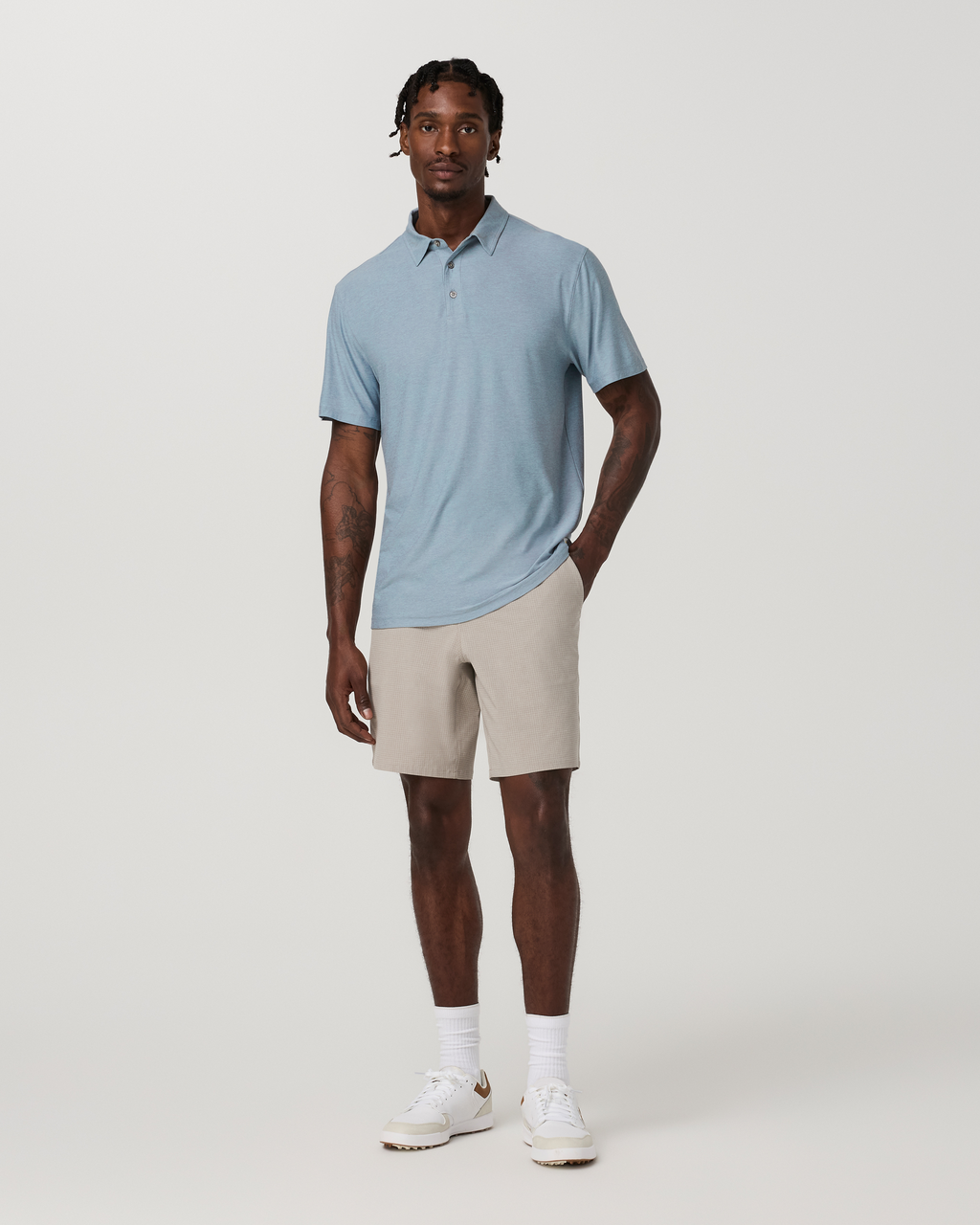 Aim Short 8 | Khaki Houndstooth Linen Texture