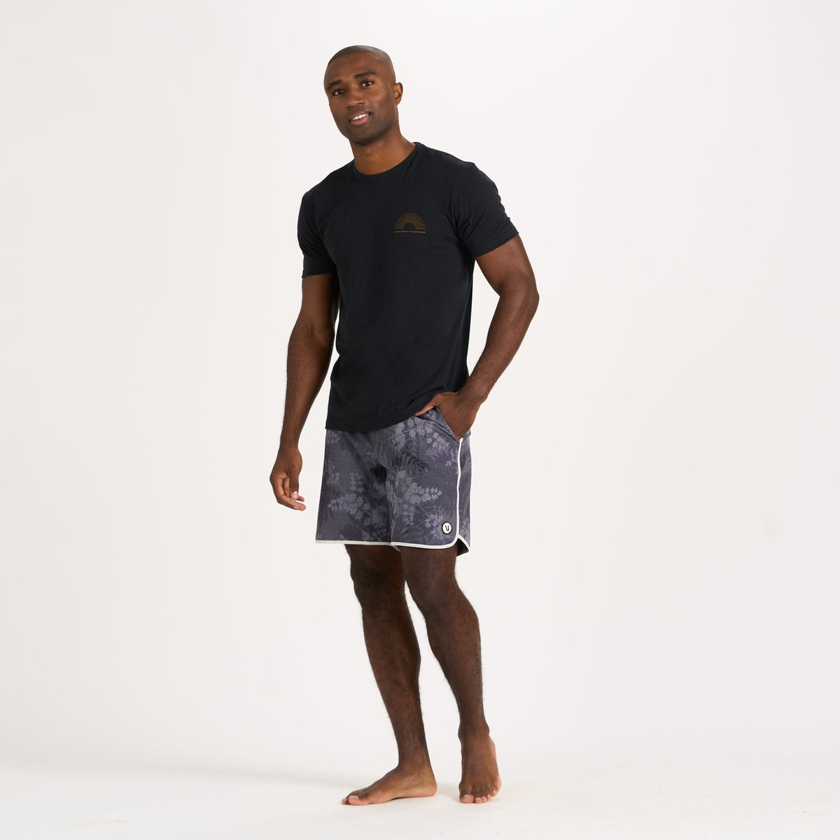 Cruise Boardshort | Charcoal Vintage Leaf