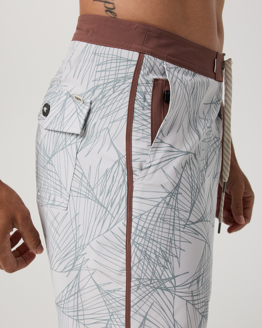 Cruise Boardshort 7 | Misty Blue Palm Shadow