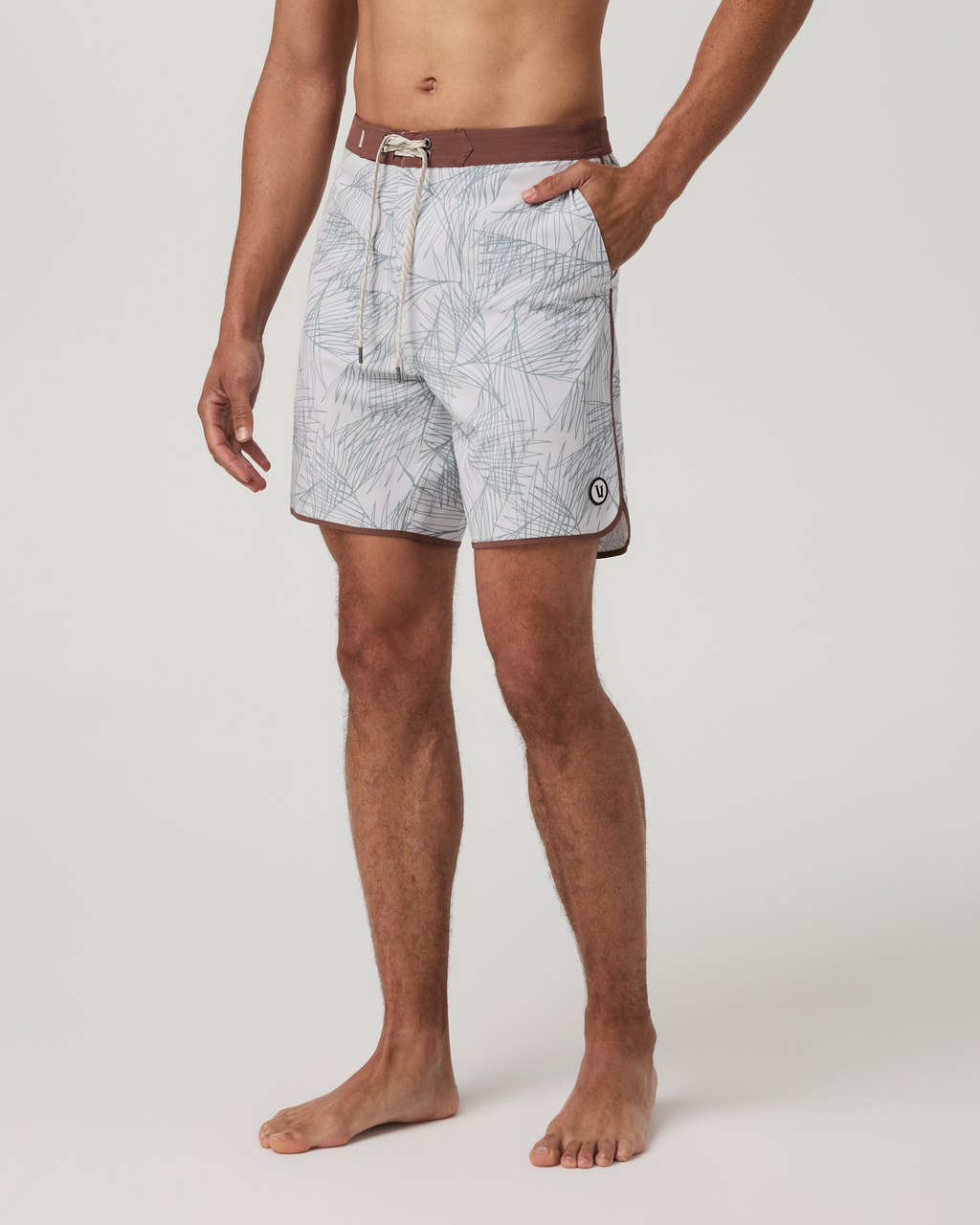 Cruise Boardshort 7 | Misty Blue Palm Shadow
