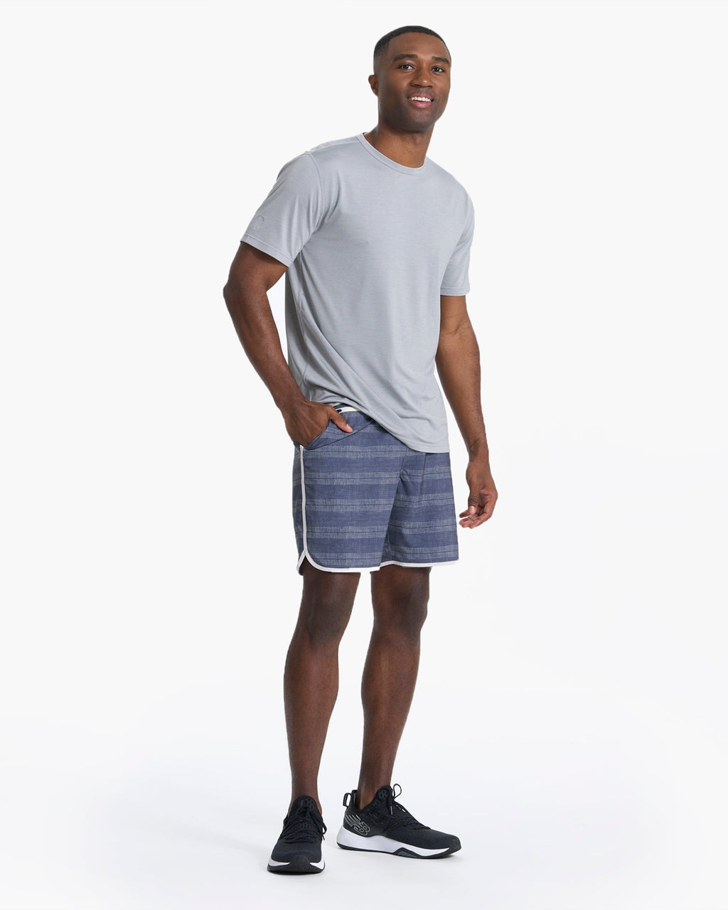 Banks Short Unlined 7 | Charcoal Linen Dot