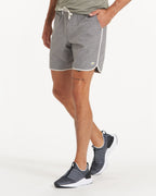 Banks Short Unlined 7 | Grey Engineered Stripe