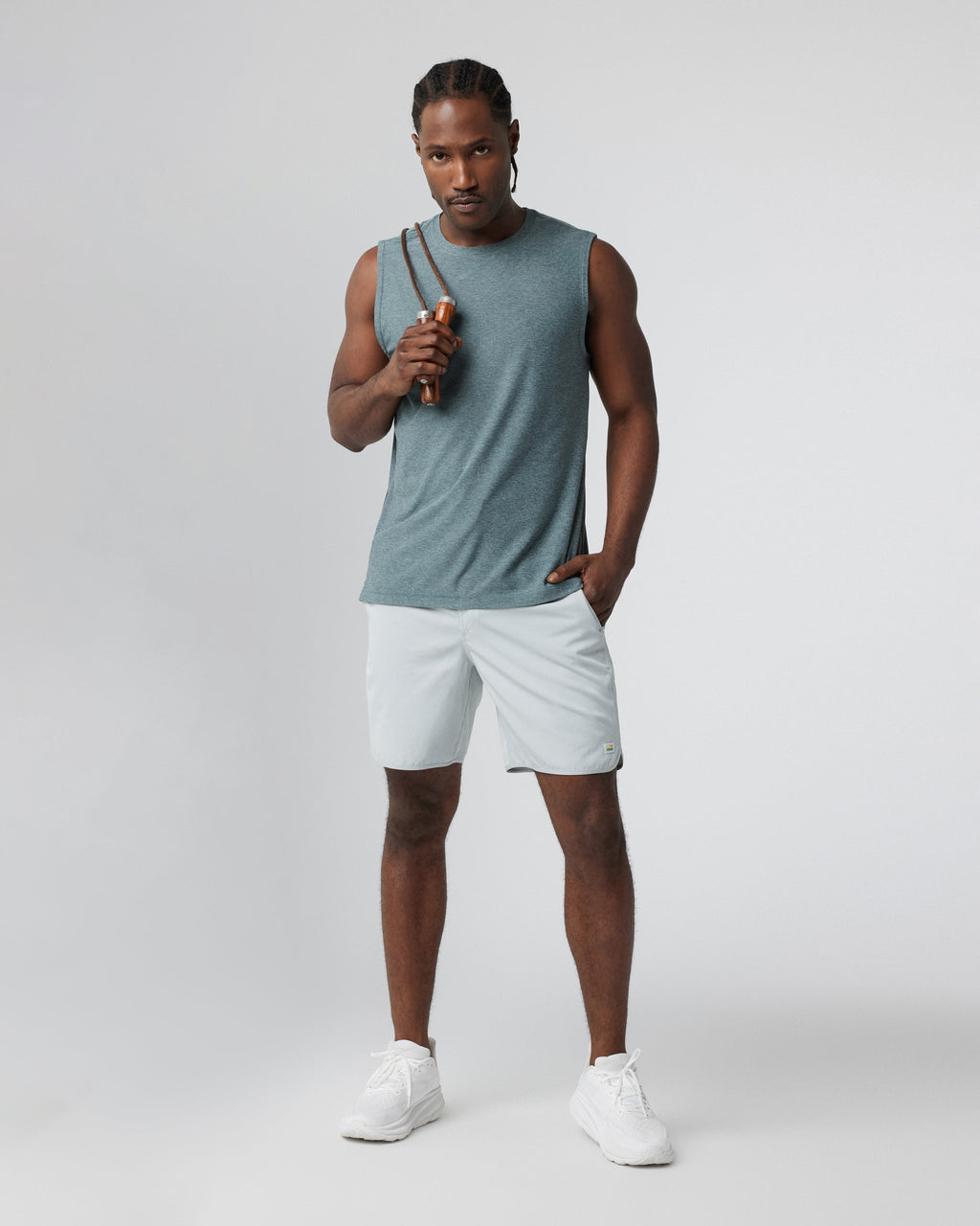 Banks Short Unlined 7 | Sky Grey Linen Texture